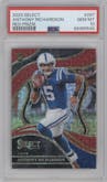 Anthony Richardson from the 2023 Panini Select set featuring a Red Prizm parallel graded by PSA and given an overall grade of 10.