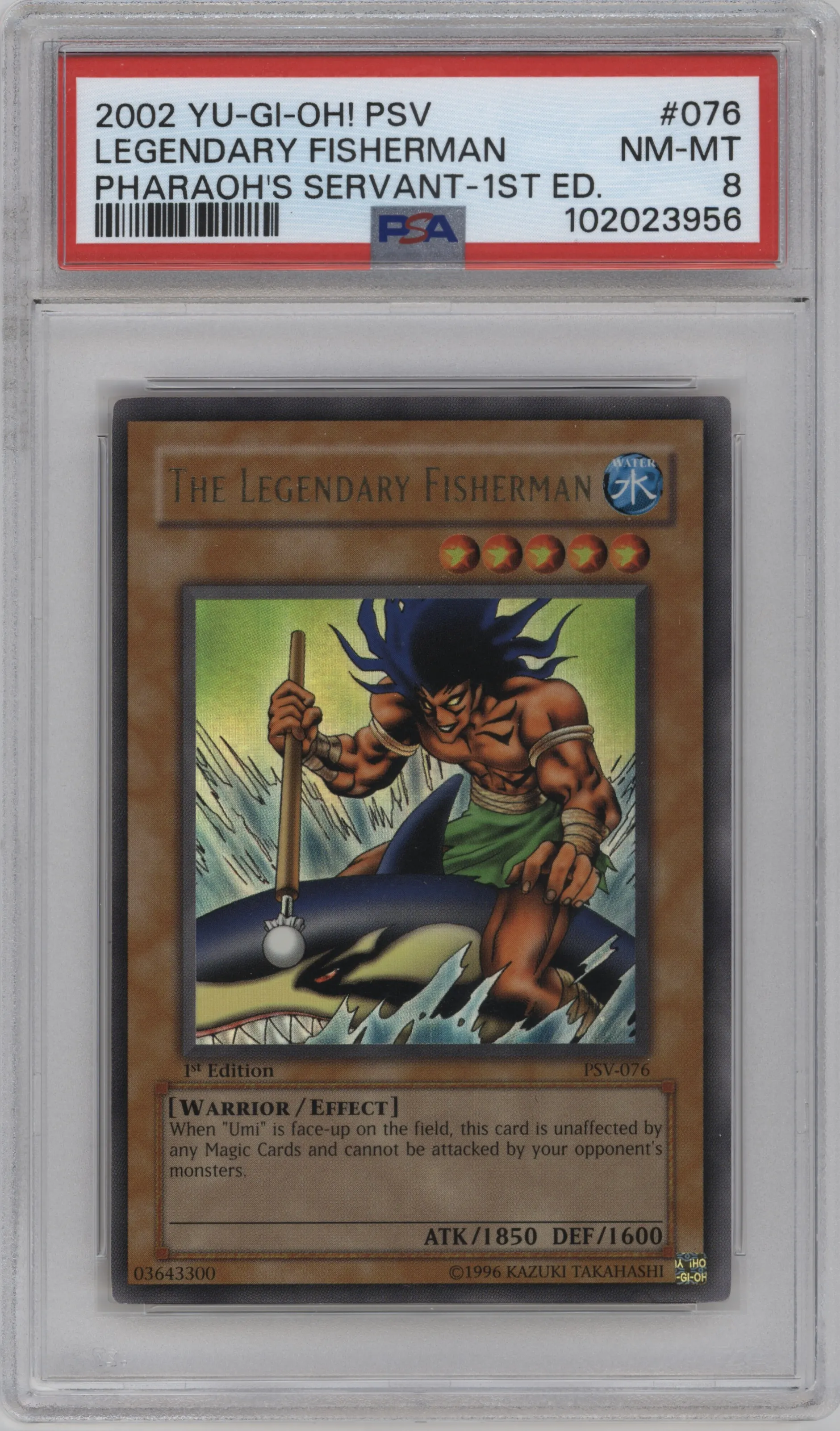 2002 Yu-Gi-Oh! Pharaoh's Servant The Legendary Fisherman #PSV-076 PSA 8