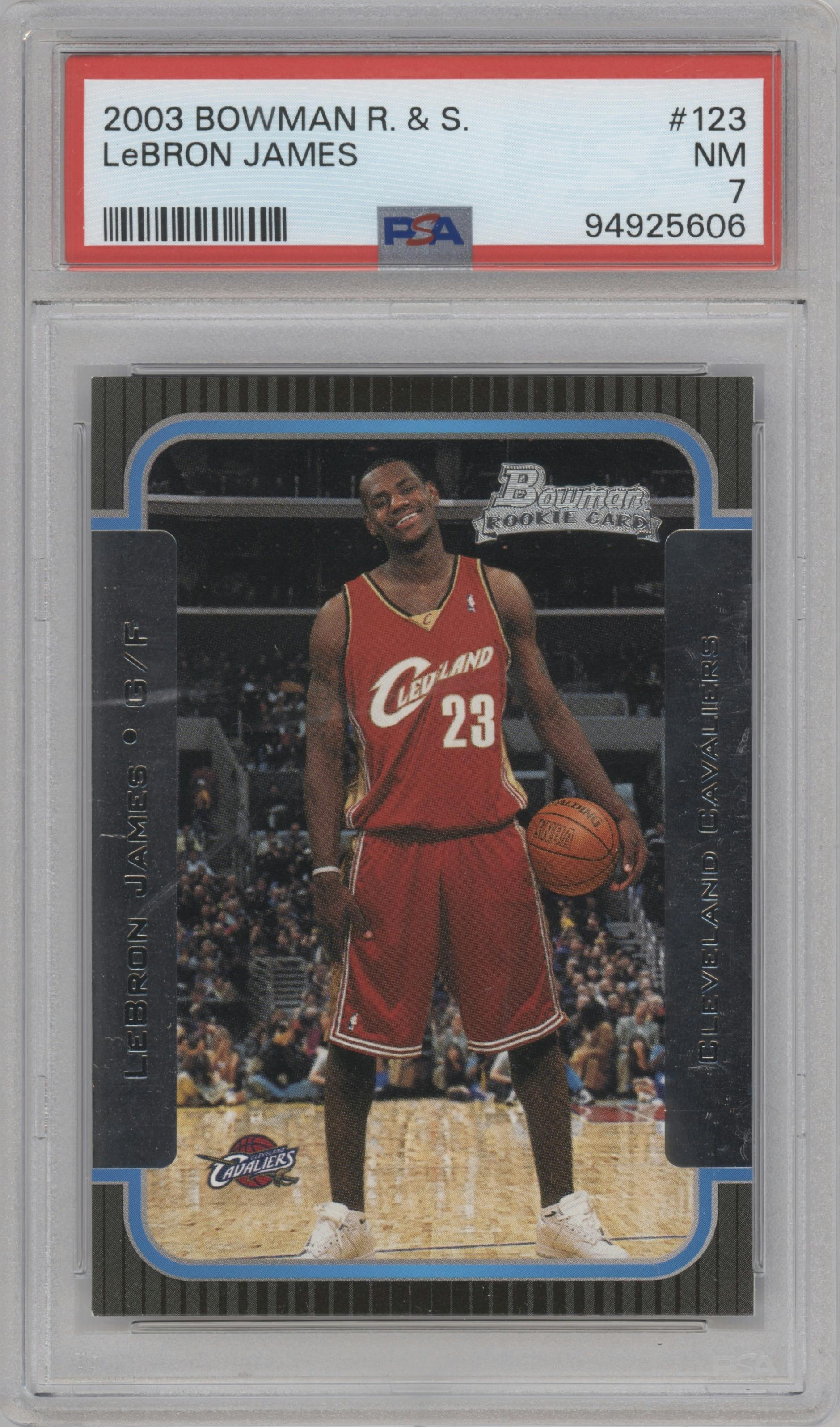 LeBron James  from the 2003-04 Bowman set graded by PSA and given an overall grade of 7.