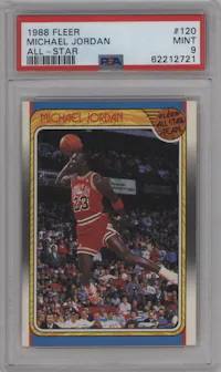 Michael Jordan from the 1988-89 Fleer set graded by PSA and given an overall grade of 9.