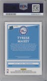 Tyrese Maxey from the 2020-21 Panini Donruss Optic set featuring a Choice parallel graded by PSA and given an overall grade of 9.