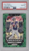 J.J. McCarthy from the 2024 Panini Prizm set featuring a Green Ice parallel graded by PSA and given an overall grade of 10.