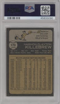 Harmon Killebrew from the 1973 Topps set graded by PSA and given an overall grade of 9.