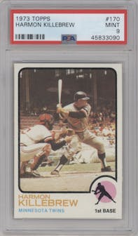Harmon Killebrew from the 1973 Topps set graded by PSA and given an overall grade of 9.