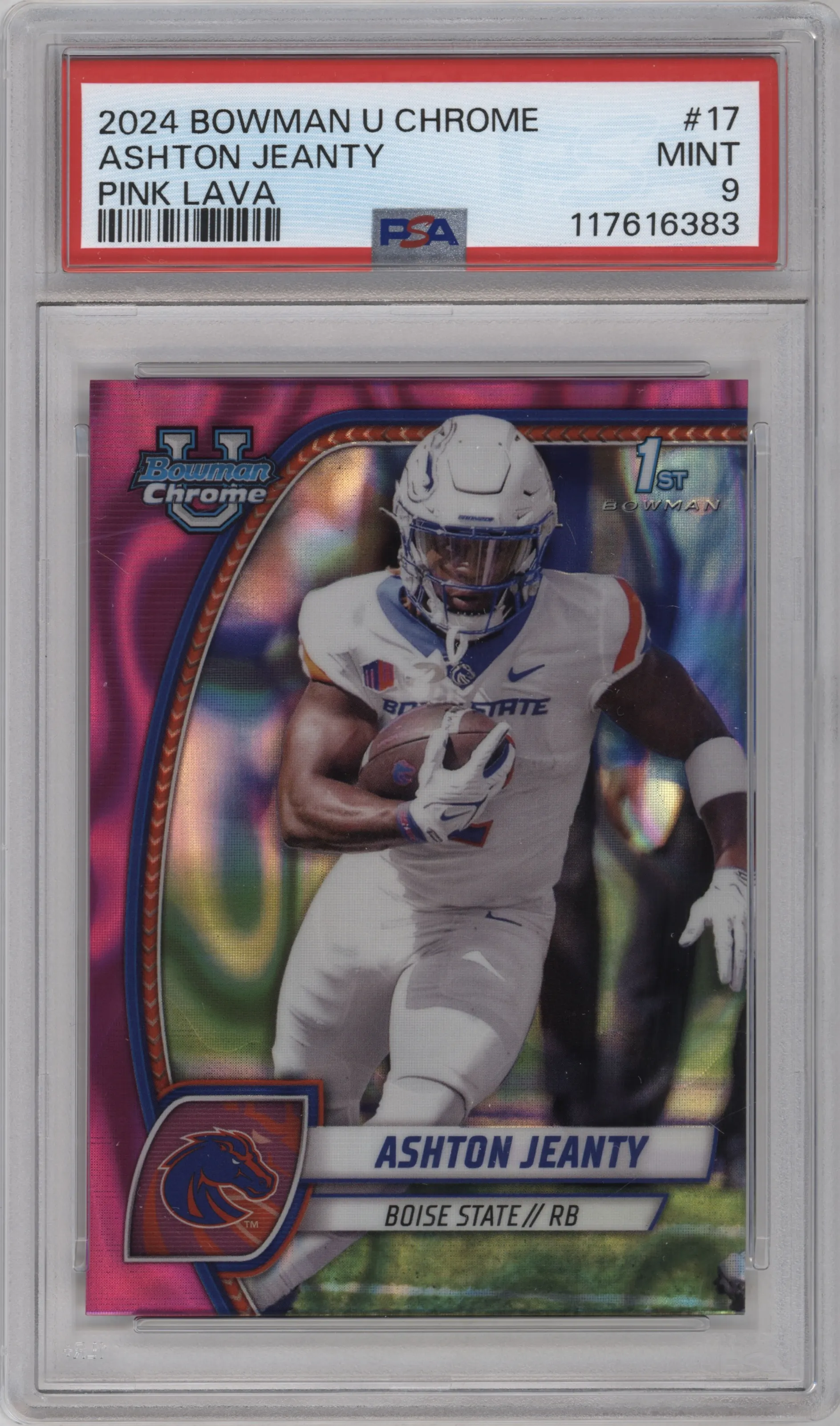 2024 Bowman University Chrome Ashton Jeanty Pink Lava Refractor PSA 9