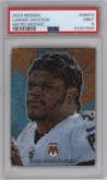 Lamar Jackson from the 2023 Panini Mosaic set graded by PSA and given an overall grade of 9.