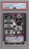 Aidan O'Connell  from the 2023 Panini Contenders Optic set featuring a Purple Pulsar parallel graded by PSA and given an overall grade of 10.