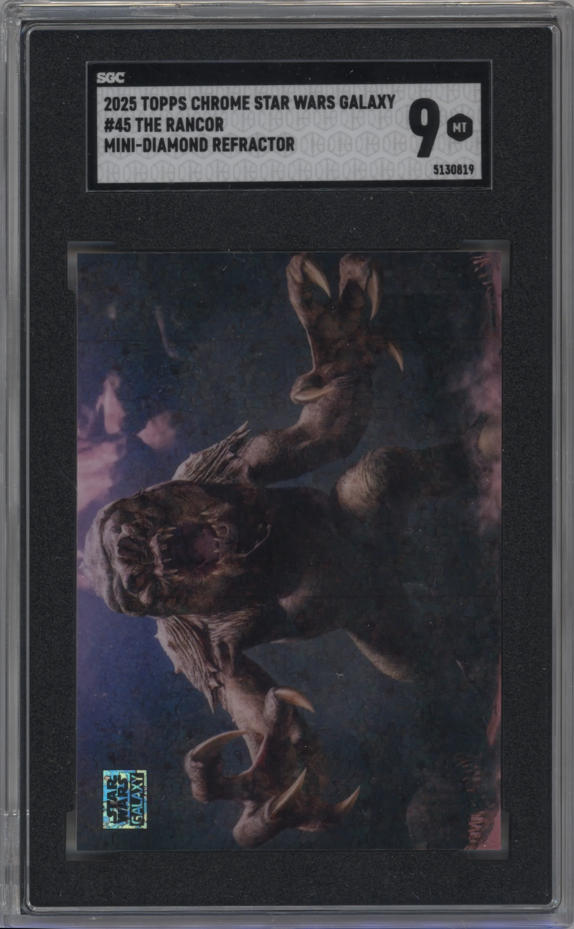 2025 Topps Chrome Star Wars Galaxy The Rancor Mini Diamond Refractor #45 SGC 9