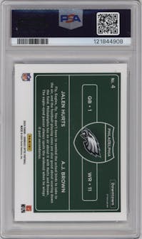 Jalen Hurts/A.J. Brown from the 2024 Donruss Optic set graded by PSA and given an overall grade of 10.