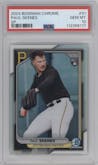 Paul Skenes from the 2024 Bowman Chrome set graded by PSA and given an overall grade of 10.