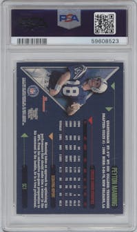 Peyton Manning from the 1998 Bowman set graded by PSA and given an overall grade of 8.