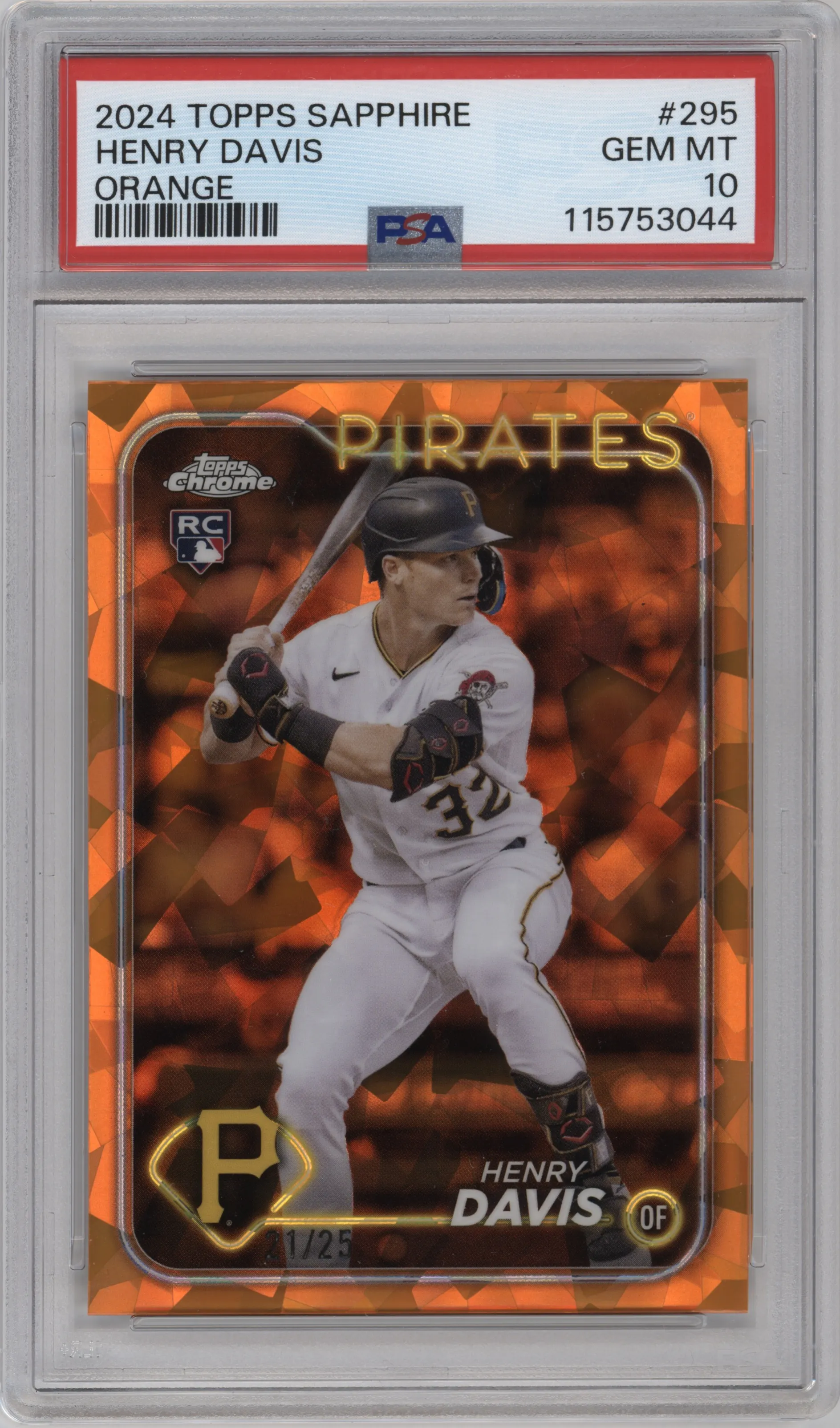 2024 Topps Chrome Sapphire Henry Davis Orange PSA 10
