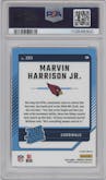 Marvin Harrison Jr. from the 2024 Donruss set featuring a Red Pandora parallel graded by PSA and given an overall grade of 9.