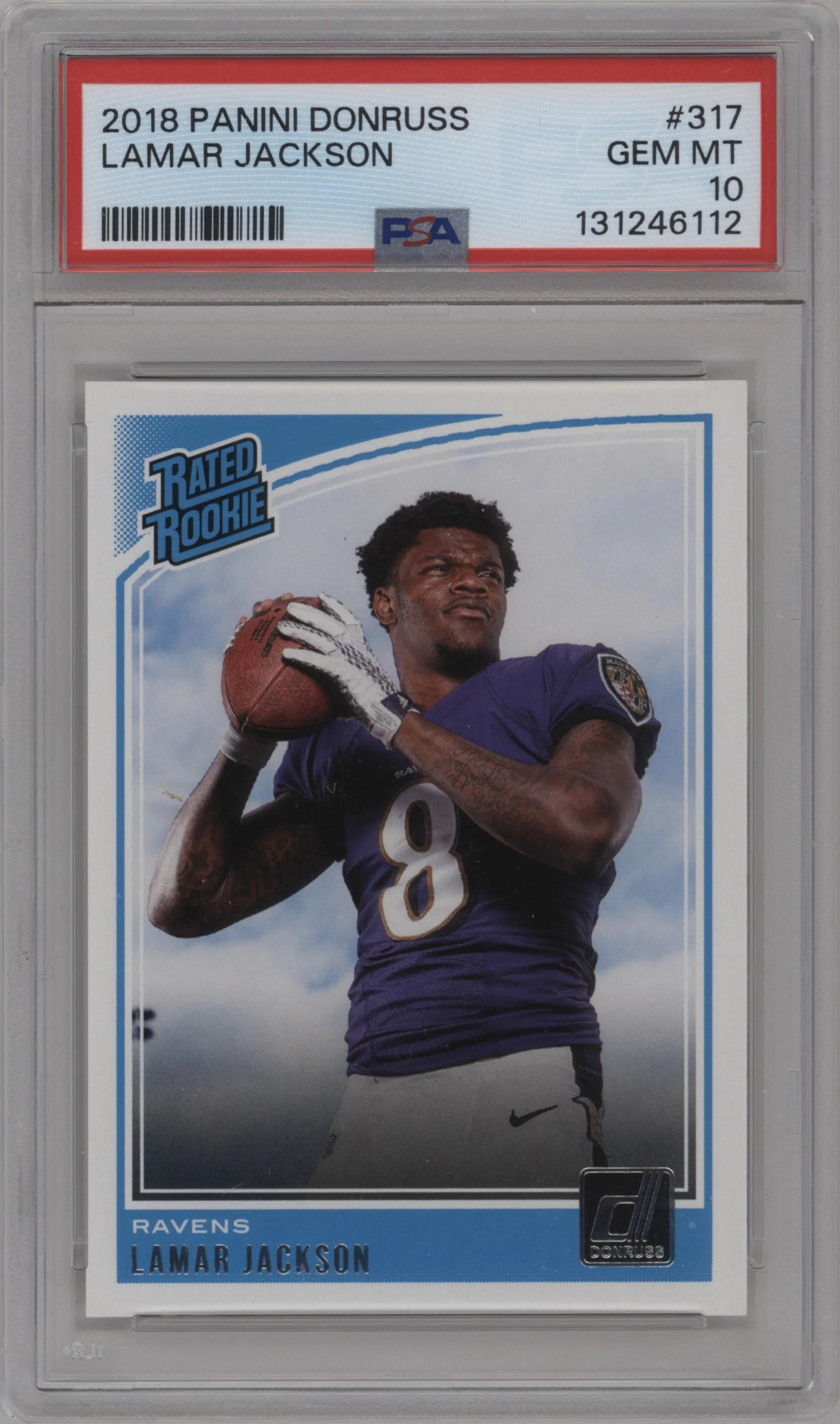 2018 Panini Donruss Rated Rookie Lamar Jackson PSA 10