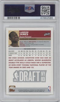 LeBron James from the 2003-04 Topps set graded by PSA and given an overall grade of 8.