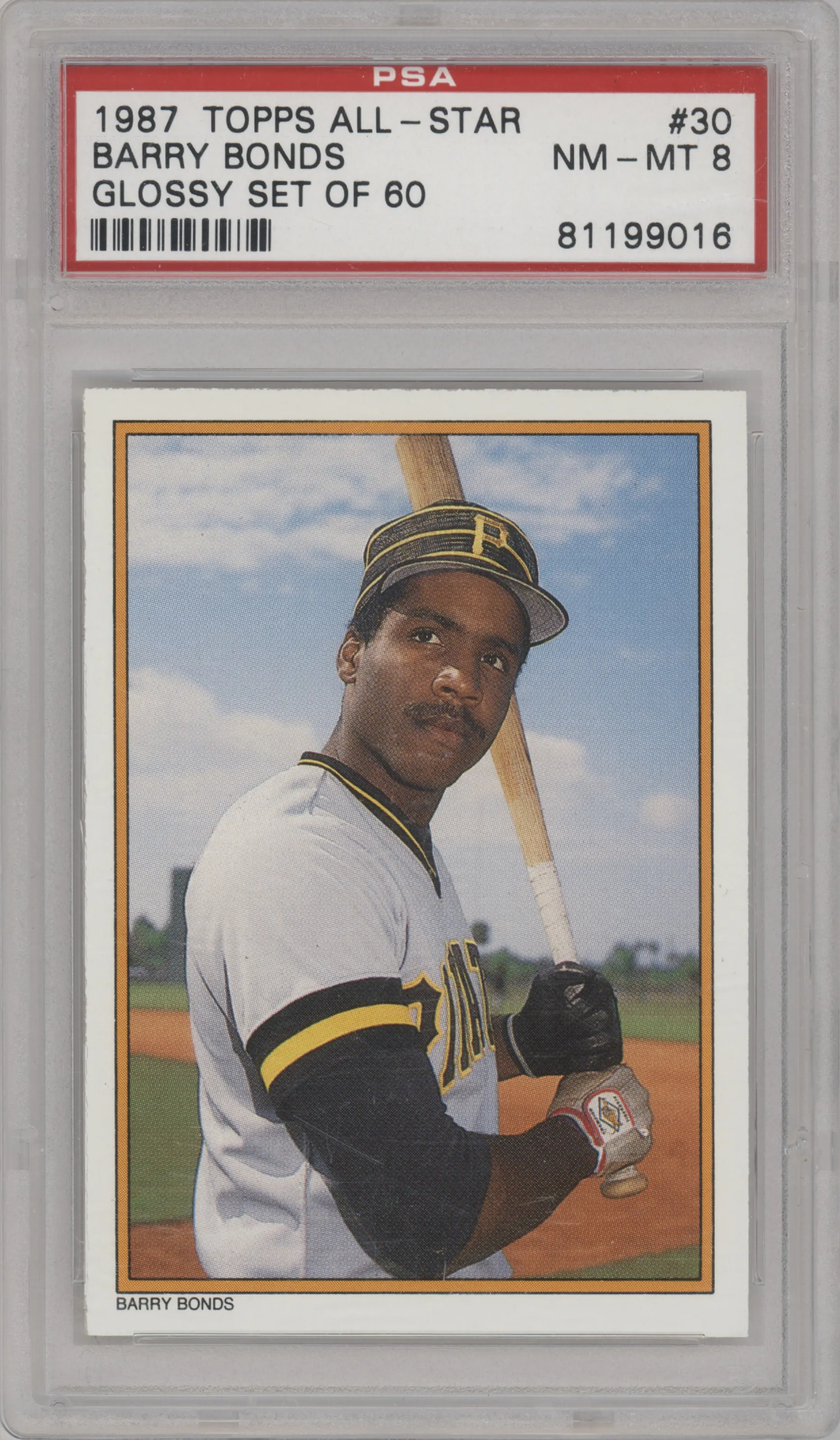 1987 Topps All-Star Glossy Mail-In Barry Bonds PSA 8