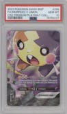 Morpeko V-Union from the 2023 Pokemon SWSH set featuring a Crown Zenith Morpeko V-UNION Premium Playmat Collection parallel graded by PSA and given an overall grade of 10.