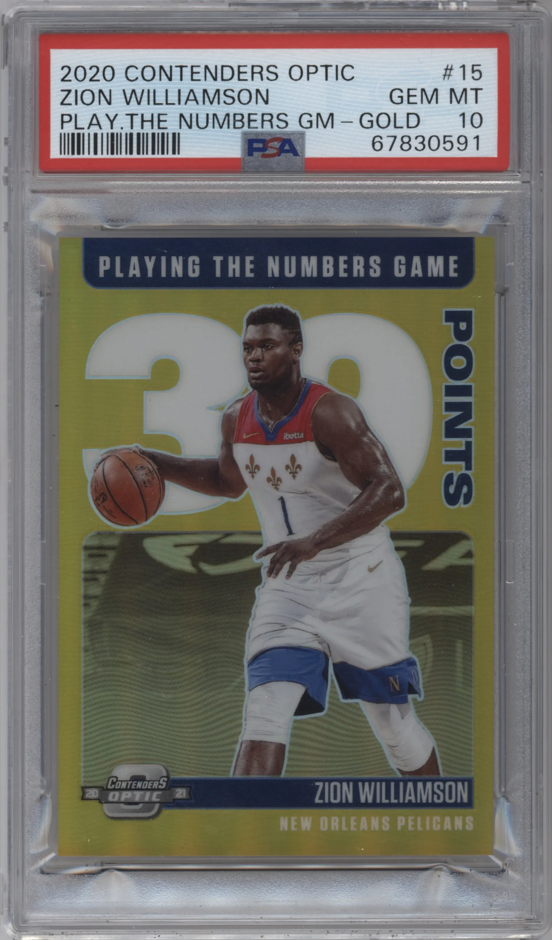 2020 Panini Contenders Optic PTNG Zion Williamson Gold #15 PSA 10