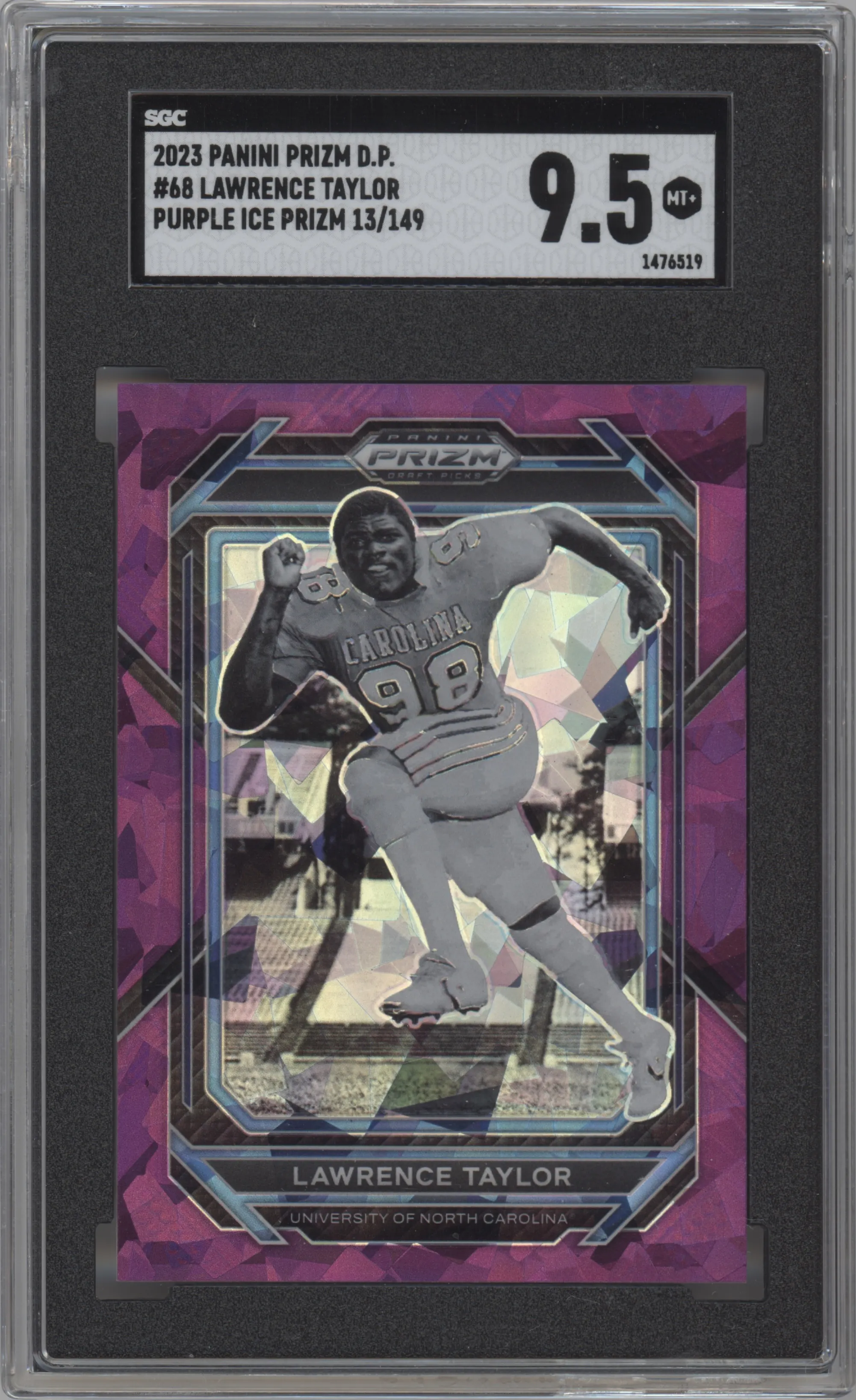 2023 Panini Prizm Draft Picks Lawrence Taylor Purple Ice SGC 9.5