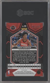 Amen Thompson from the 2023-24 Panini Mosaic set featuring a Blue Mosaic parallel graded by SGC and given an overall grade of 10.