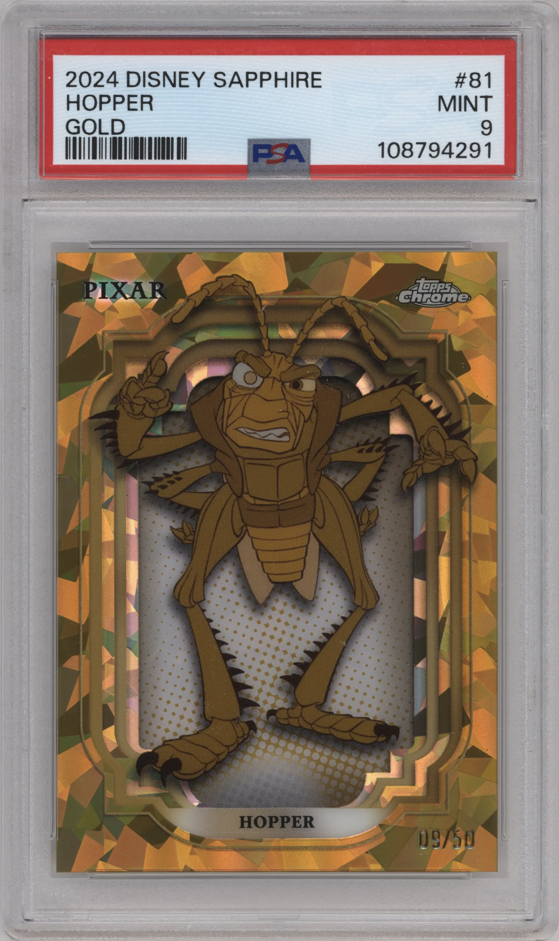2024 Topps Chrome Disney Sapphire Edition Hopper Gold PSA 9