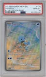 Squirtle from the 2023 Pokemon SV set graded by PSA and given an overall grade of 10.
