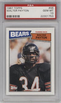 Walter Payton from the 1987 Topps set graded by PSA and given an overall grade of 10.