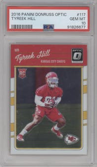 Tyreek Hill from the 2016 Panini Donruss Optic set graded by PSA and given an overall grade of 10.
