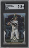 Jacob Wilson from the 2023 Bowman Draft set featuring a Refractor parallel graded by SGC and given an overall grade of 9.5.