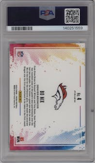 Bo Nix from the 2024 Panini Prizm set graded by PSA and given an overall grade of 10.
