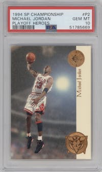 Michael Jordan from the 1994-95 Upper Deck SP Championship set graded by PSA and given an overall grade of 10.