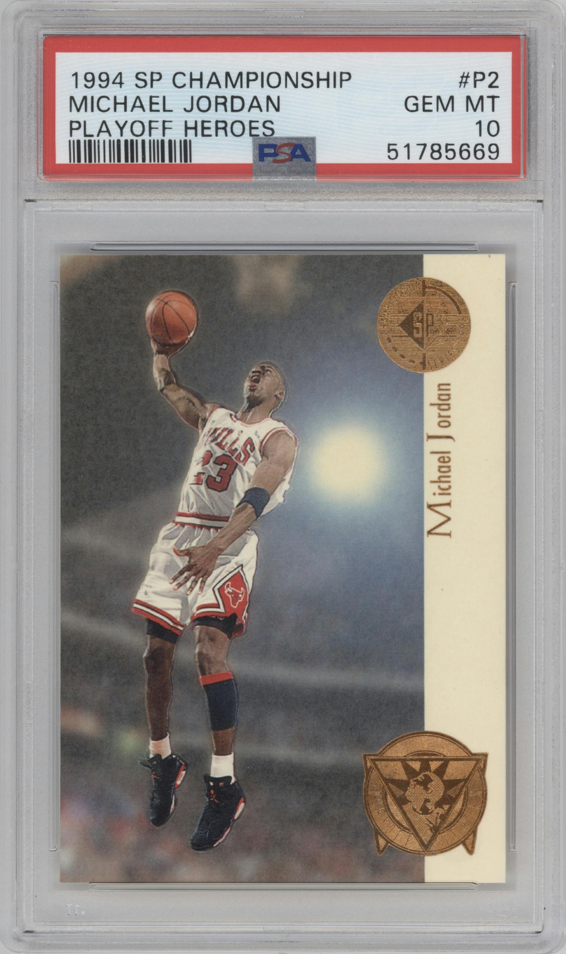 Michael Jordan from the 1994-95 Upper Deck SP Championship set graded by PSA and given an overall grade of 10.