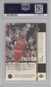 Michael Jordan from the 1994-95 Upper Deck SP Championship set graded by PSA and given an overall grade of 10.