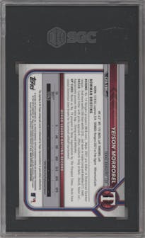 Yeison Morrobel from the 2022 Bowman Chrome set graded by SGC and given an overall grade of 10.