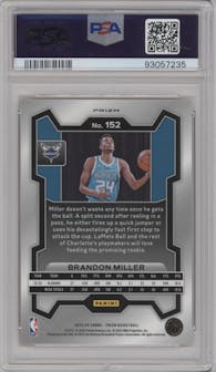 Brandon Miller from the 2023-24 Panini Prizm set featuring a Orange Ice parallel graded by PSA and given an overall grade of 10.