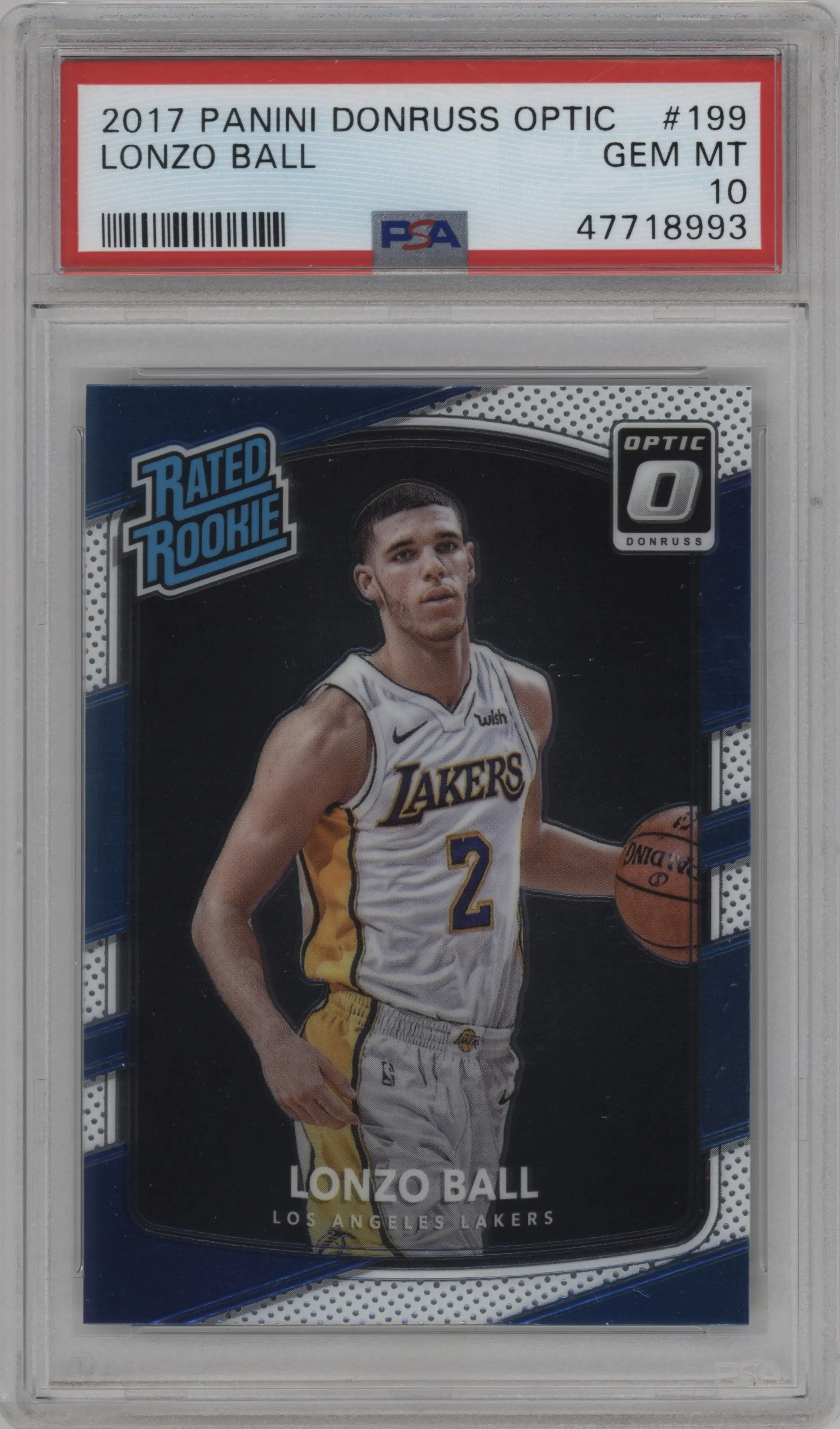 2017 Panini Donruss Optic Rated Rookie Lonzo Ball #199 PSA 10