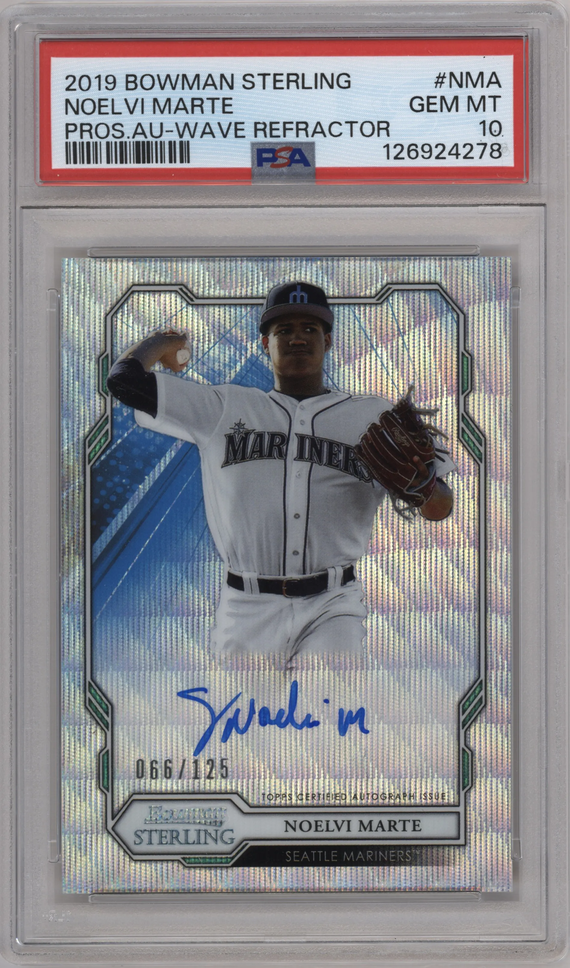 2019 Bowman Sterling Pros.Auto Noelvi Marte Wave Refractor PSA 10