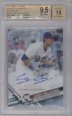 Cody Bellinger from the 2017 Topps Chrome set featuring a Refractor parallel graded by Beckett and given an overall grade of 9.5.