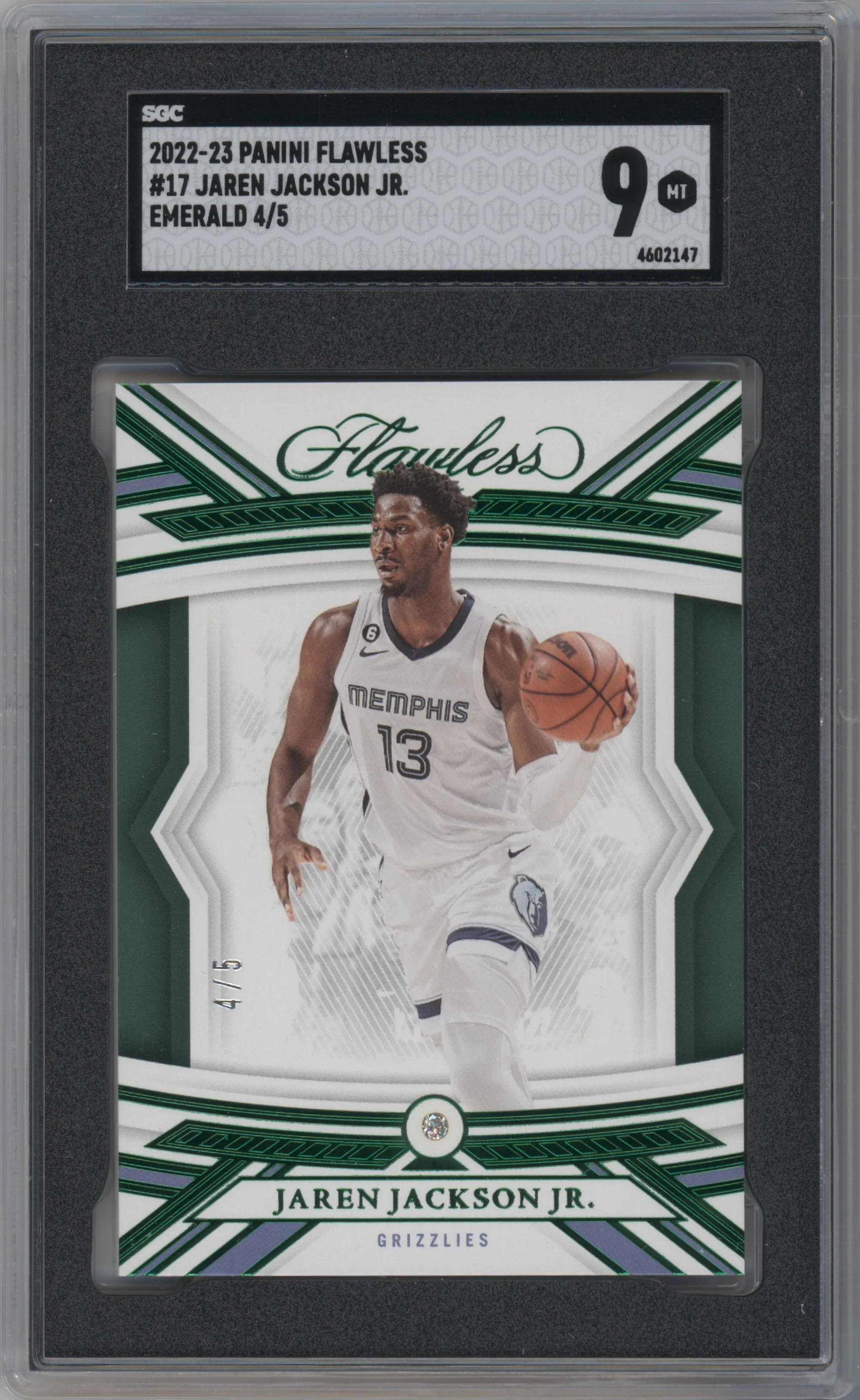 2022 Panini Flawless Jaren Jackson Jr. Emerald SGC 9