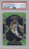 Anthony Edwards from the 2020-21 Panini Select  set featuring a Neon Green parallel graded by PSA and given an overall grade of 10.