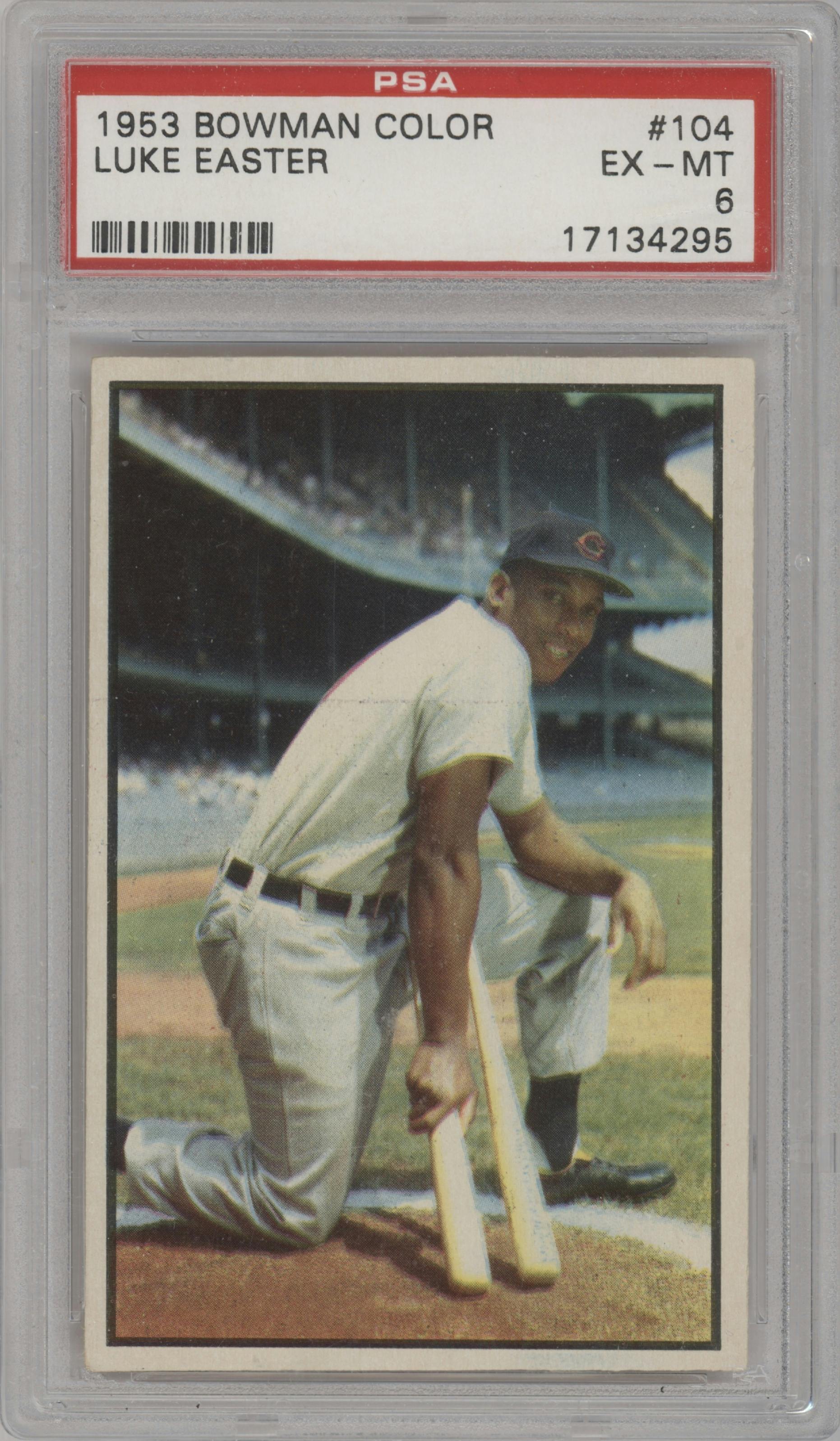 Luke Easter from the 1953 Bowman Color set graded by PSA and given an overall grade of 6.