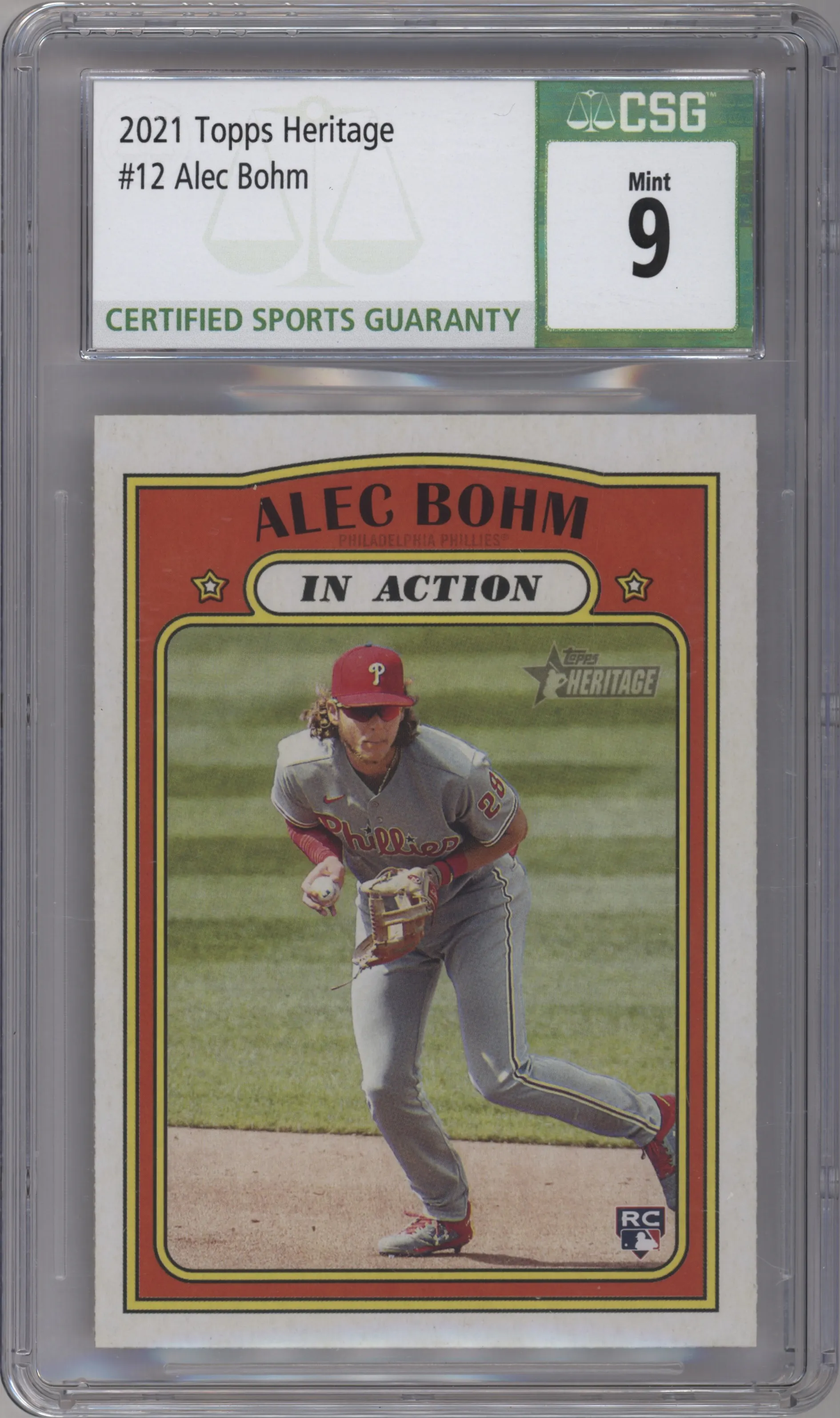 2021 Topps Heritage Alec Bohm CGC 9