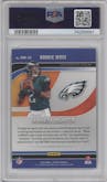 Jalen Hurts from the 2020 Panini Playoff set graded by PSA and given an overall grade of 10.