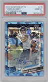 Tyson Bagent from the 2023 Donruss Optic set featuring a Ice parallel graded by PSA and given an overall grade of 10.
