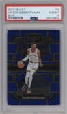 Victor Wembanyama from the 2023-24 Panini Select  set featuring a Blue Retail parallel graded by PSA and given an overall grade of 10.