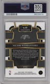 Victor Wembanyama from the 2023-24 Panini Select  set featuring a Blue Retail parallel graded by PSA and given an overall grade of 10.