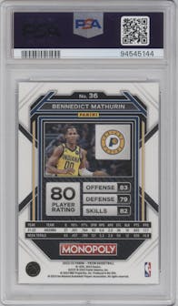 Bennedict Mathurin from the 2022-23 Panini Prizm Monopoly set graded by PSA and given an overall grade of 9.
