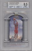 Michael Jordan from the 1997-98 Skybox Premium set graded by Beckett and given an overall grade of 8.5.
