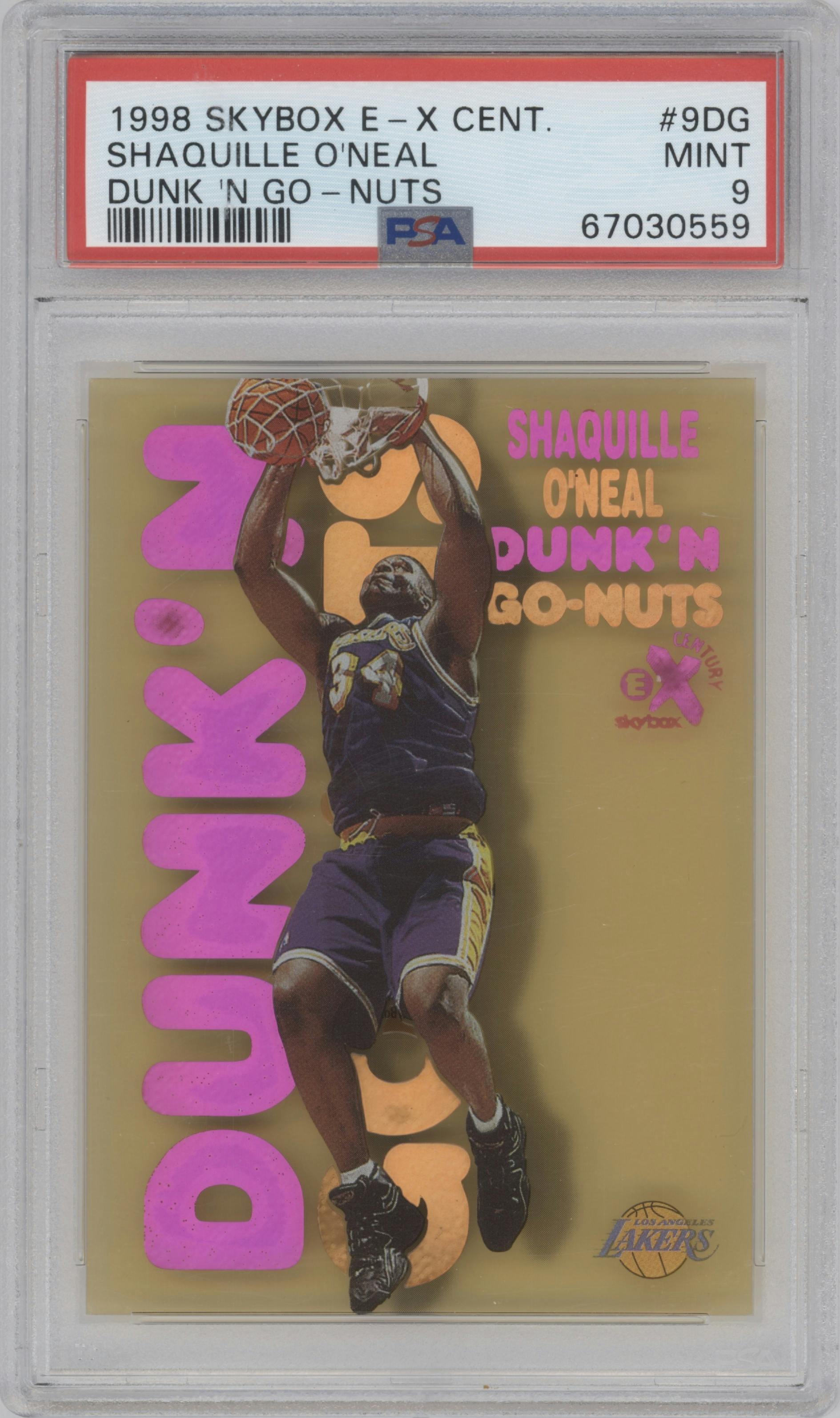 Shaquille O'Neal from the 1998-99 Skybox E-X Century set graded by PSA and given an overall grade of 9.