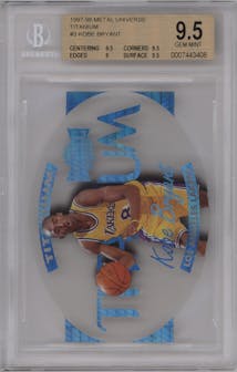 Kobe Bryant from the 1997-98 Metal Universe set graded by Beckett and given an overall grade of 9.5.